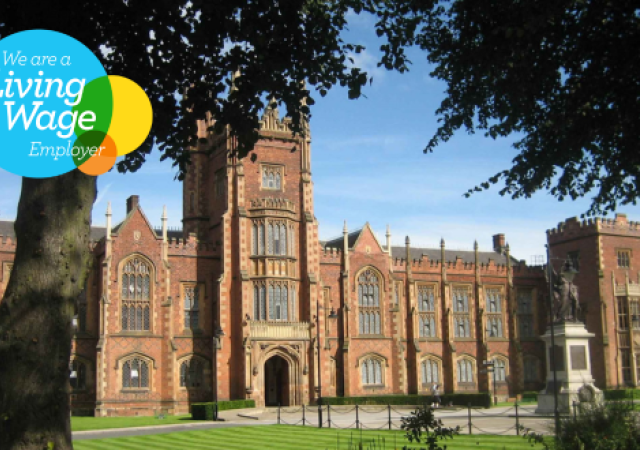 Picture of the front of Queens University.