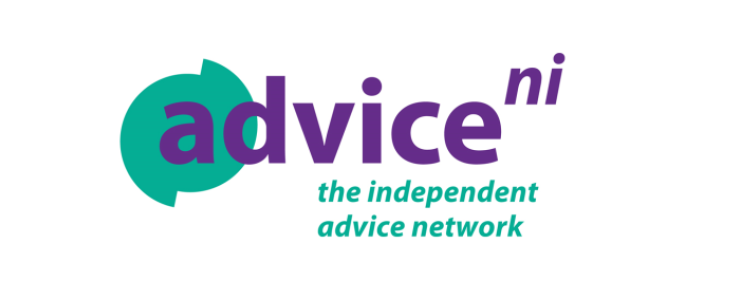 white text and the advice ni logo on a purple background.