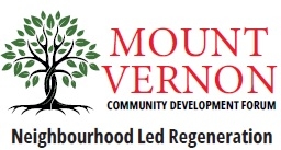Logo for Mount Vernon Community Development forum featuring a stylized tree.