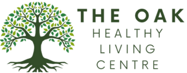 Logo of the Oak Healthy Living Centre, featuring a green stylized oak tree.
